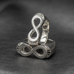 Infinity ring with white stones