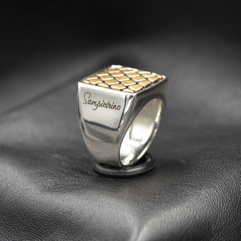 Sampietrino men's ring, two-tone