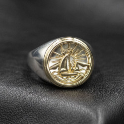 Sailboat ring, two-tone